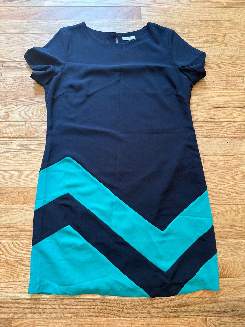 Jade Navy Dress with Teal Chevron Accents